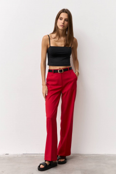 Красные брюки из текстиля для делового стиля Luitui R2075 красный - фото 1
