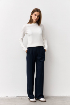 Синие брюки из текстиля для делового образа Luitui R2075 темно-синий - фото 5