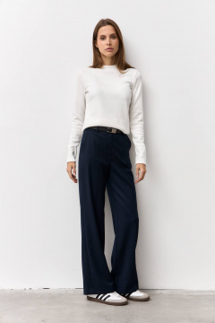 Синие брюки из текстиля для делового образа Luitui R2075 темно-синий - фото 1