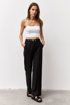 Черные брюки из текстиля для офисного стиля Luitui R2075 черный - фото 5