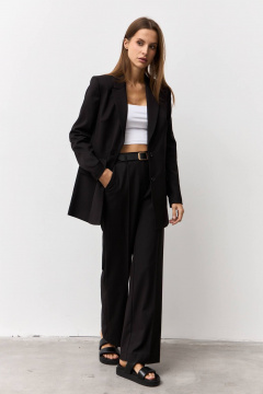 Черные брюки из текстиля для офисного стиля Luitui R2075 черный - фото 3