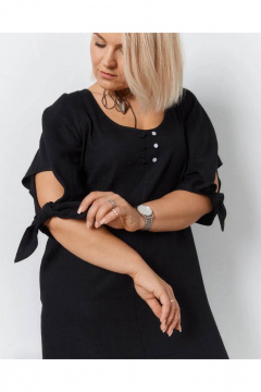 Легкое летнее платье с декоративными рукавами GRATTO 8440 черный - фото 3