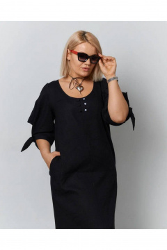 Легкое летнее платье с декоративными рукавами GRATTO 8440 черный - фото 2