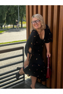 Мини летнее платье с рукавами и карманами GRATTO 8440 черный+принт - фото 4