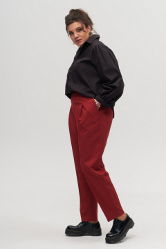 Красные классические брюки с эластичным поясом и стрелками Anelli 1384 гранатовый - фото 3
