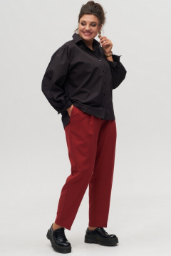 Красные классические брюки с эластичным поясом и стрелками Anelli 1384 гранатовый - фото 1