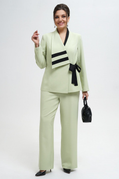 Жакет и брюки прямого силуэта из текстиля в деловом стиле Alani Collection 2280 зелень - фото 2