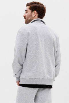 Серый джемпер из трикотажа с вышивкой и молнией GO M4077/50-04. 182-188 - фото 3