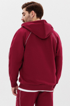 Красный зип-худи из трикотажа с вышивкой и двойным капюшоном GO M4081/12-01. 176-182 - фото 2