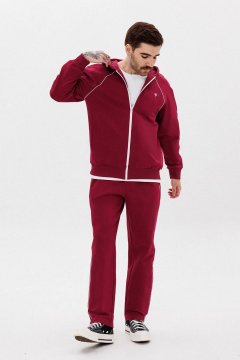 Красный зип-худи из трикотажа с вышивкой и двойным капюшоном GO M4081/12-01. 182-188 - фото 2