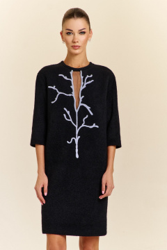 Длинная макси-юбка из текстиля с имитацией запаха DILIA 0923 черный - фото 2