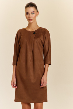 Платье свободного силуэта с складками и спущенным рукавом DILIA 0925 терракот - фото 2