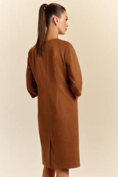 Платье прямого силуэта с шлицей и металлической застежкой DILIA 0931 терракот - фото 2