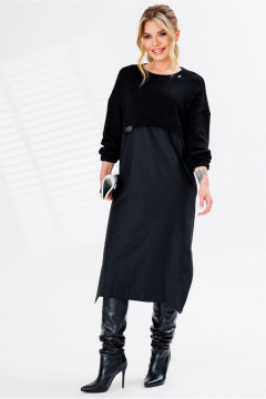 Платье свободного силуэта из трикотажа с разрезами Faufilure C1667 - фото 1