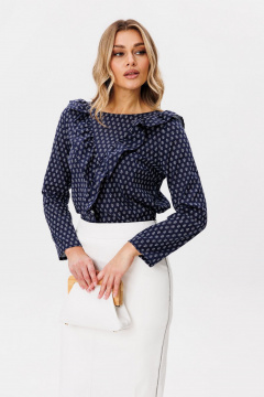 Блуза с V-образной кокеткой и асимметричным рюшем Anelli 1374 фиода - фото 3