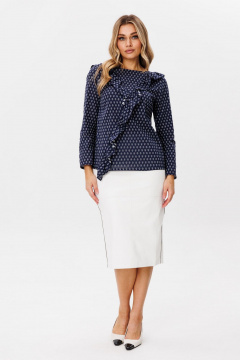 Блуза с V-образной кокеткой и асимметричным рюшем Anelli 1374 фиода - фото 2