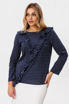 Блуза с V-образной кокеткой и асимметричным рюшем Anelli 1374 фиода - фото 1