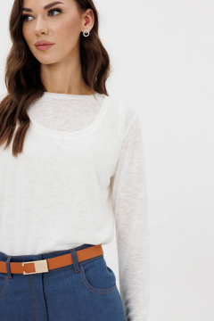 Демисезонный трикотажный лонгслив и майка из вискозы Fantazia Mod 4908 молочный - фото 2