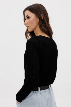 Джемпер из вискозы и трикотажа зауженного силуэта Fantazia Mod 4908 черный - фото 3