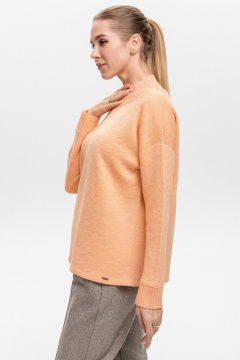 Джемпер вязаный оранжевый свободный с круглым воротом AREOLA 10452 абрикос - фото 5