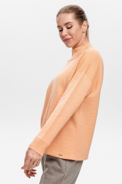Джемпер вязаный оранжевый свободный с круглым воротом AREOLA 10452 абрикос - фото 2