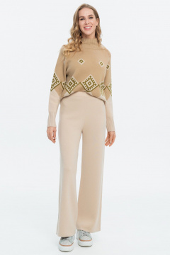Брюки вязаные комфортные с эластичным поясом AREOLA 10790 арахис - фото 3