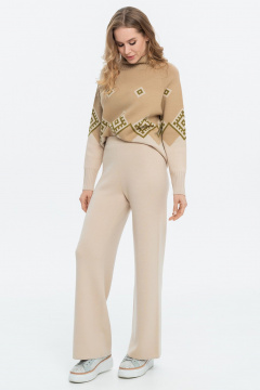 Брюки вязаные комфортные с эластичным поясом AREOLA 10790 арахис - фото 2