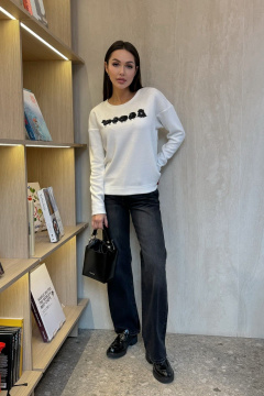 Джемпер с авторской вышивкой и круглой горловиной Kaloris 2156 - фото 2