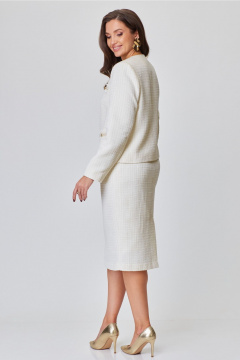 Двухпредметный костюм жакет и юбка со шлицей Andina city 9052-2 молочный - фото 2