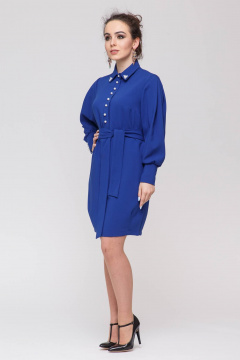 Платье приталенное с накидом и жемчугом Swarovski Domna 381 синий - фото 4