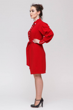 Платье с талиевыми вытачками из вискозы на каждый день Domna 383 красный - фото 5