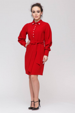 Платье с талиевыми вытачками из вискозы на каждый день Domna 383 красный - фото 4