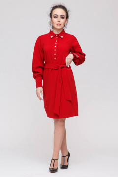 Платье с талиевыми вытачками из вискозы на каждый день Domna 383 красный - фото 3