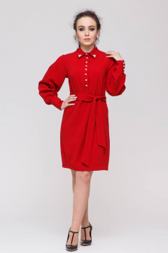 Платье с талиевыми вытачками из вискозы на каждый день Domna 383 красный - фото 2
