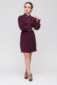 Платье с талиевой вытачкой и съемным поясом Domna 384 винный - фото 5