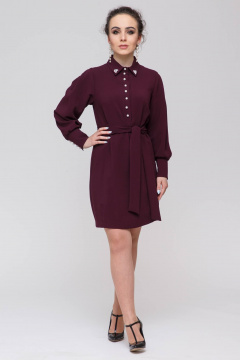 Платье с талиевой вытачкой и съемным поясом Domna 384 винный - фото 3