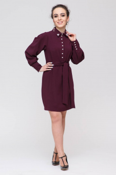 Платье с талиевой вытачкой и съемным поясом Domna 384 винный - фото 2