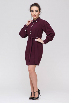 Платье с талиевой вытачкой и съемным поясом Domna 384 винный - фото 1