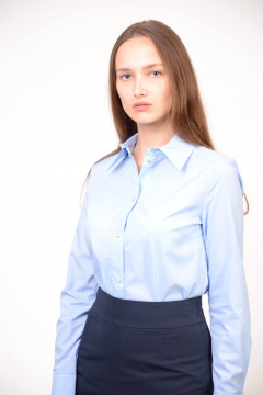 Блуза классическая голубая с пуговицами для офиса Domna 525 голубой - фото 1