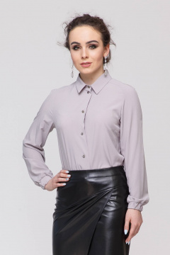 Блуза с прямым фасоном и манжетами на резинке, деловая Domna 536 серый - фото 2