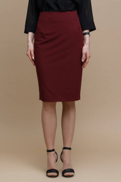 Зауженная юбка с разрезом из вискозы для делового стиля Domna 71077 бордовый - фото 3