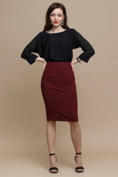 Зауженная юбка с разрезом из вискозы для делового стиля Domna 71077 бордовый - фото 1