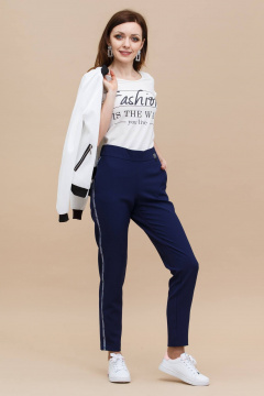 Брюки зауженные с лампасами и резинкой Domna 12073 (170)темно-синий - фото 2