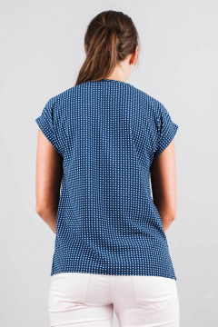 Летняя синяя блуза с застежкой на пуговицах и прямым кроем Mita ЖМ921 синий+белый - фото 3