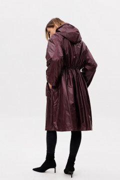 Пальто из плащёвой ткани с кулиской и утеплителем EOLA 2775 бордовый - фото 2