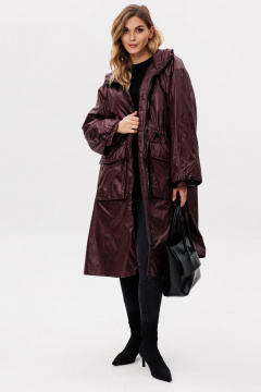 Пальто из плащёвой ткани с кулиской и утеплителем EOLA 2775 бордовый - фото 1