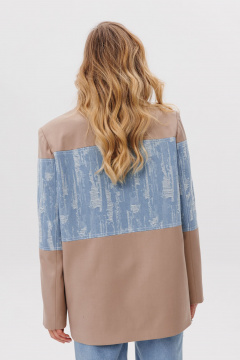 Жакет прямого силуэта из костюмной ткани с джинсом EOLA 2779 бежевый - фото 2