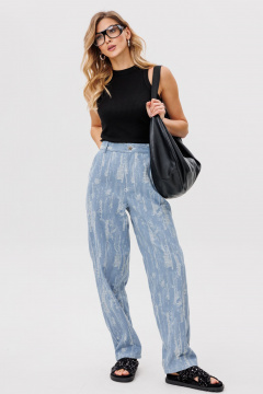 Джинсовые брюк на притачном поясе свободного кроя EOLA 2780 голубой - фото 5