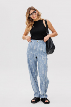 Джинсовые брюк на притачном поясе свободного кроя EOLA 2780 голубой - фото 4