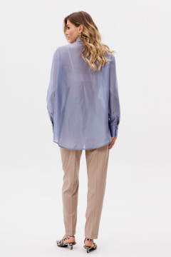 Длинный демисезонный жилет с поясом и накладными карманами EOLA 2784 голубой - фото 2